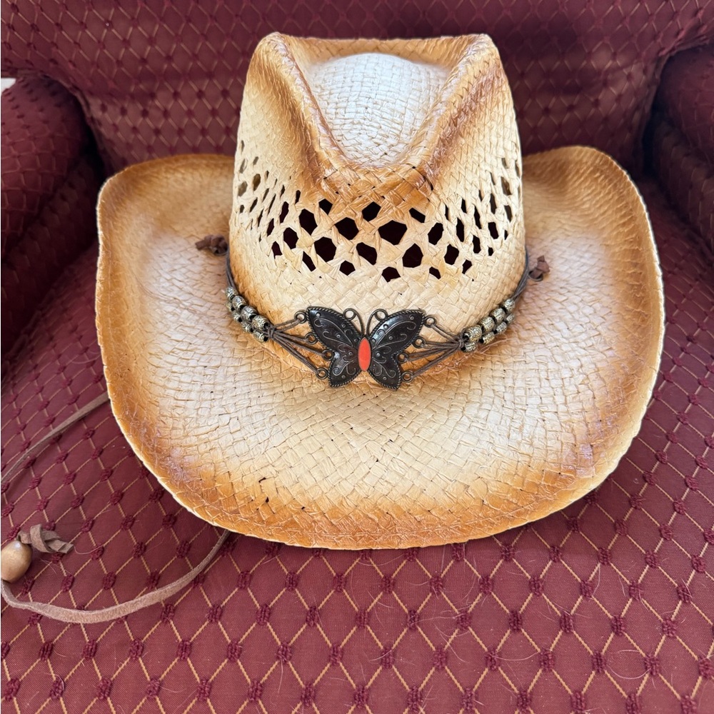 Festival Cowboy Hat with Butterfly Beaded Band